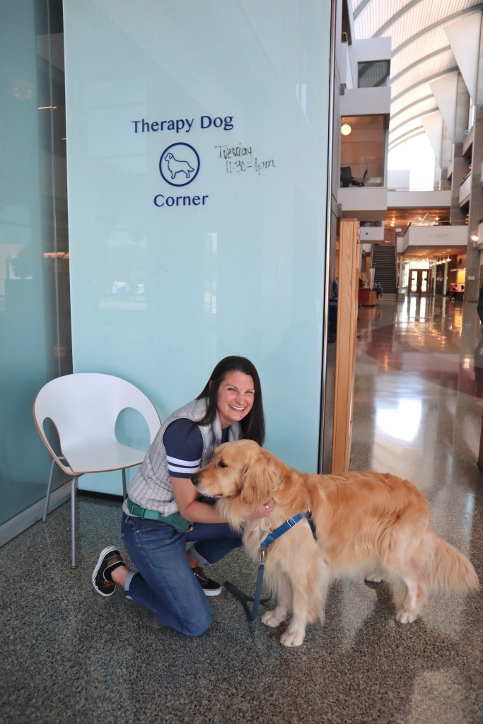 Photo of Blue with their owner Lisa Leiniger.