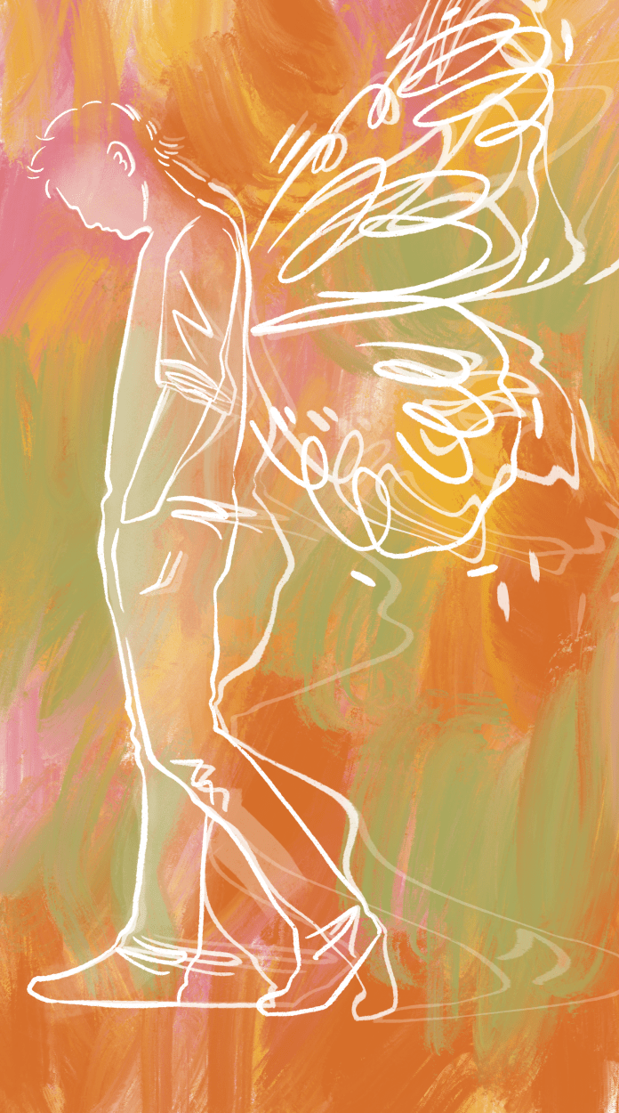 illustration of someone with butterfly wings