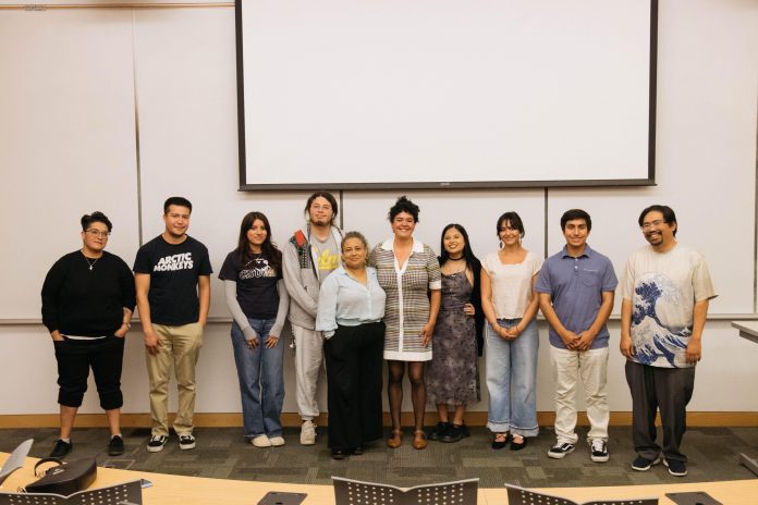 group shot of people who spoke at the poetry event