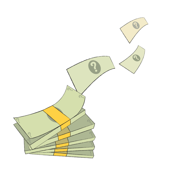 Illustration of money drifting away