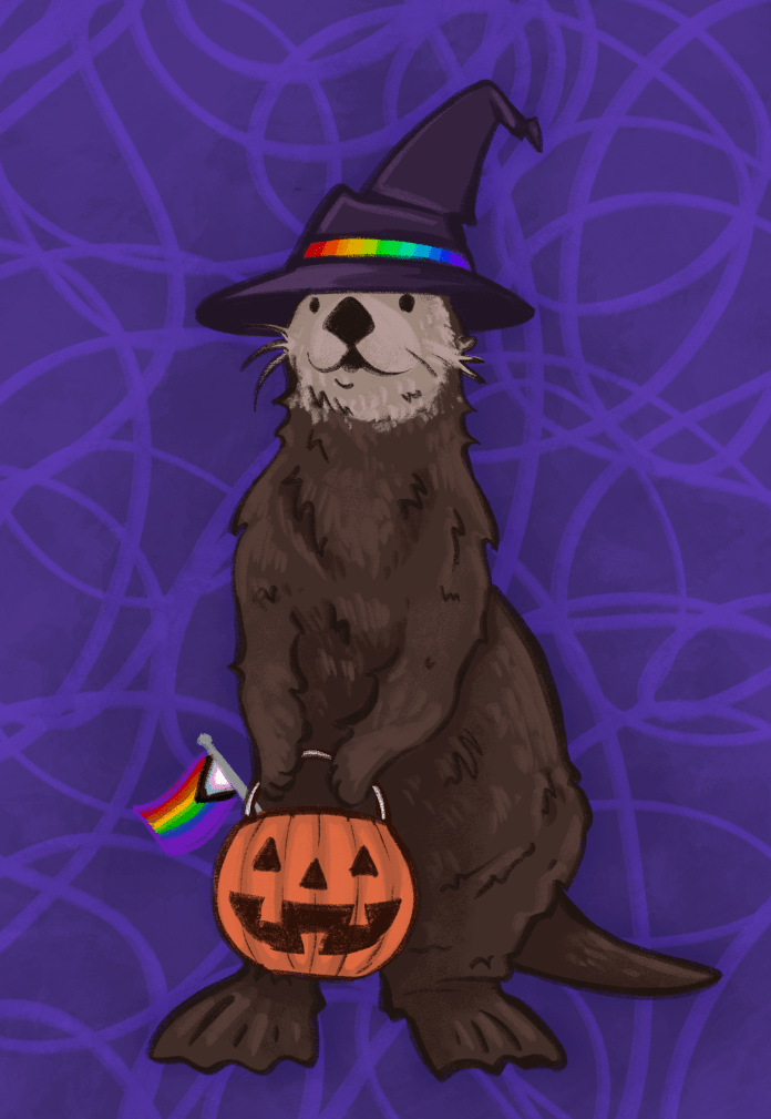 Illustration of Otter ready for Hallowqueers Night