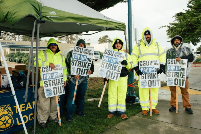 Photo of workers on strike